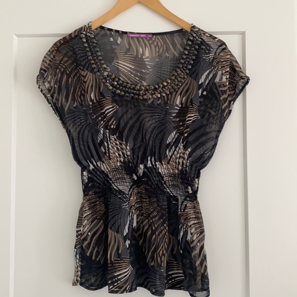 *Summer Ready!* Cap-sleeve Semi-sheer Blouse - Picture 1 of 4